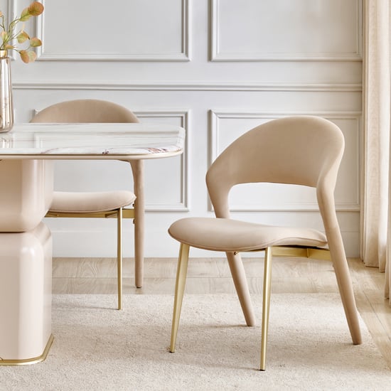 Monalisa Set of 2 Fabric Dining Chairs - Beige