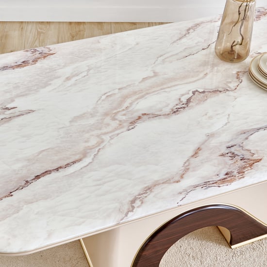 Monalisa Faux Marble Top 6-Seater Dining Table - Cream