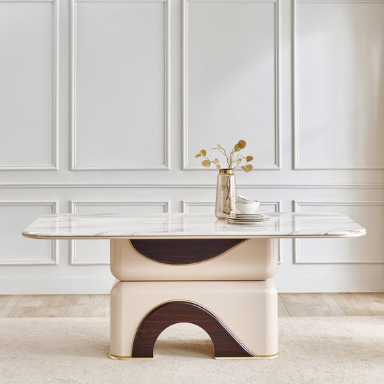 Monalisa Faux Marble Top 6-Seater Dining Table - Cream