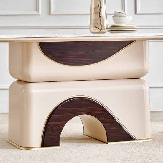 Monalisa Faux Marble Top 6-Seater Dining Table - Cream