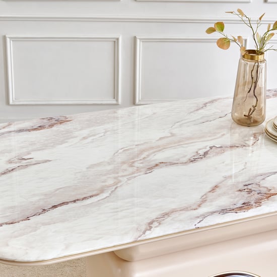 Monalisa Faux Marble Top 6-Seater Dining Table - Cream