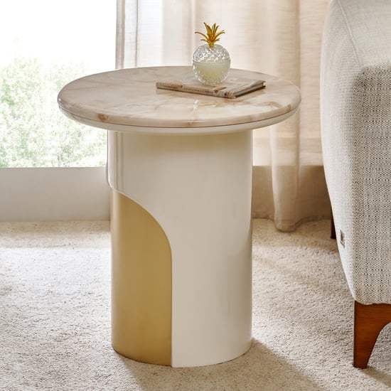 Alchemy Faux Marble Top End Table - Cream