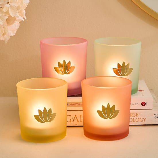 Corsica Nahar Curio Set of 4 Frosted Glass T-Light Holders