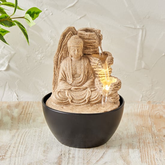 Corsica Alpine Polyresin Mini Buddha Water Fountain - 13x18cm