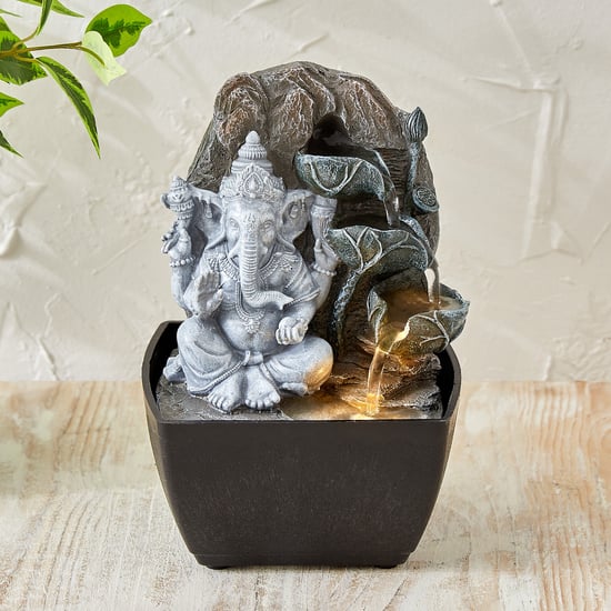 Corsica Alpine Polyresin Ganesha Water Fountain - 13x12x18cm