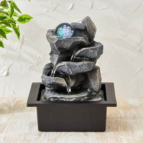 Corsica Alpine Polyresin Rock Water Fountain with Rotating Ball - 20x17x27cm