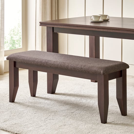 Helios Magnus Fabric Dining Bench - Walnut