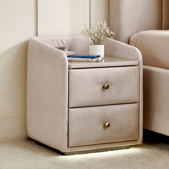 Stellar Elite NXT Amelia Bedside Table with Drawers - Beige