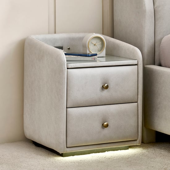 Stellar Elite NXT Sophia Bedside Table with Drawers - Greige