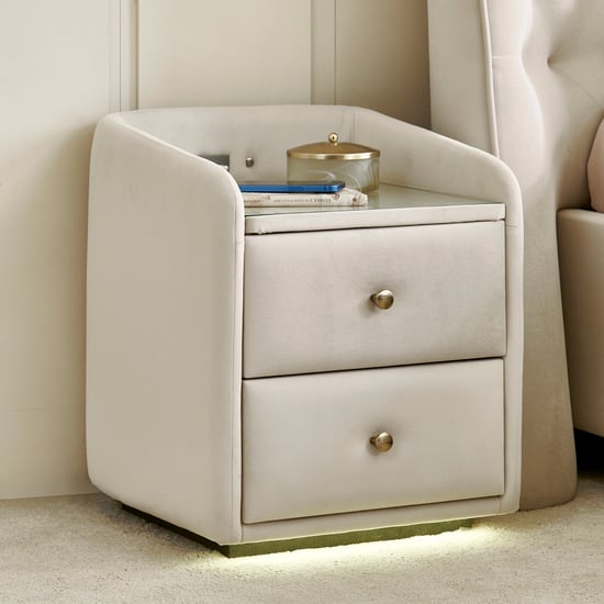 Stellar Elite NXT Ursulla Bedside Table with Drawers - Greige