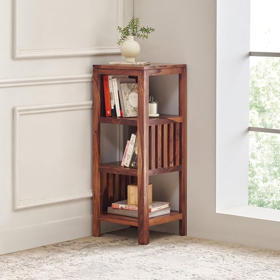 Adana Grand Sheesham Wood Corner Book Shelf - Brown