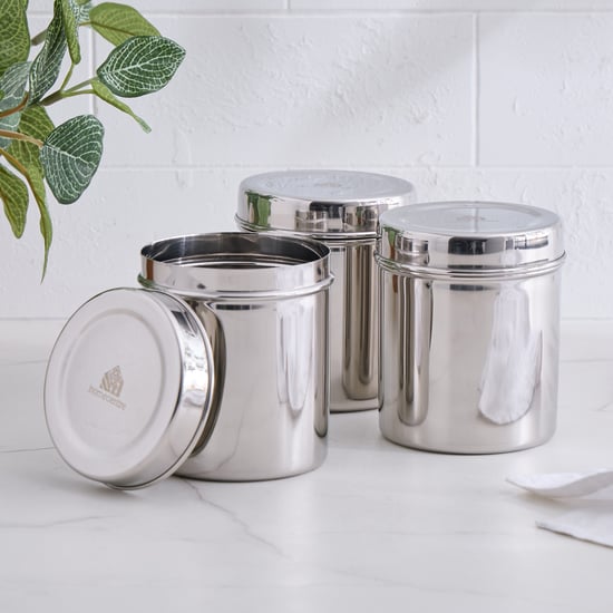Corsica Axton Set of 3 Stainless Steel Storage Canisters - 400ml