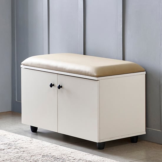 Helios Madison 12 Pairs Shoe Cabinet with Cushion Seat - White