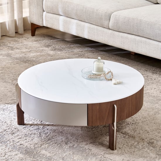 Bardin Faux Marble Top Coffee Table - White