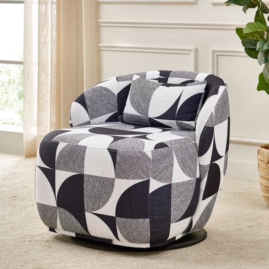 Saga Fabric Swivel Accent Chair with Cushion - Black