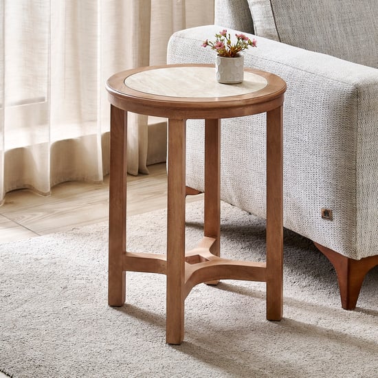 Rome Ceramic Top End Table - Beige