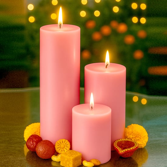 HOMESAKE Set of 3 Unscented Pillar Candles