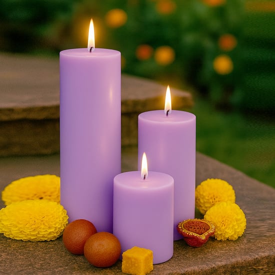 HOMESAKE Set of 3 Unscented Pillar Candles