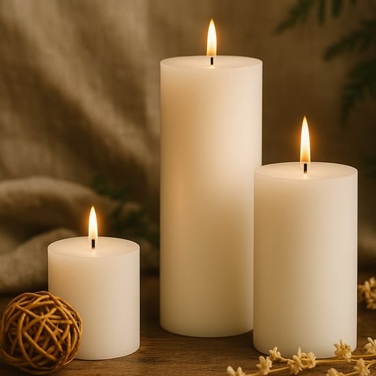 HOMESAKE Set of 3 Unscented Pillar Candles