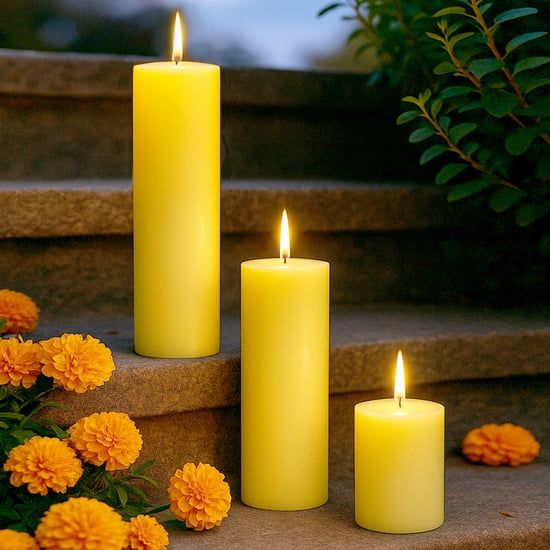 HOMESAKE Set of 3 Unscented Pillar Candles