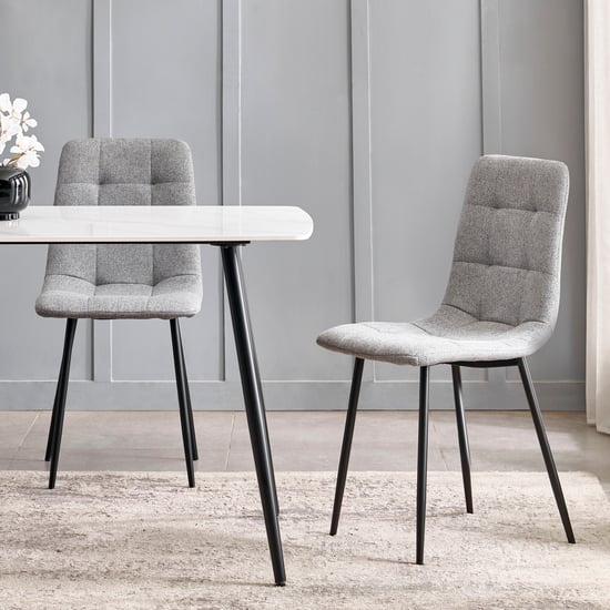 Helios Leo Set of 2 Fabric Dining Chairs - Grey