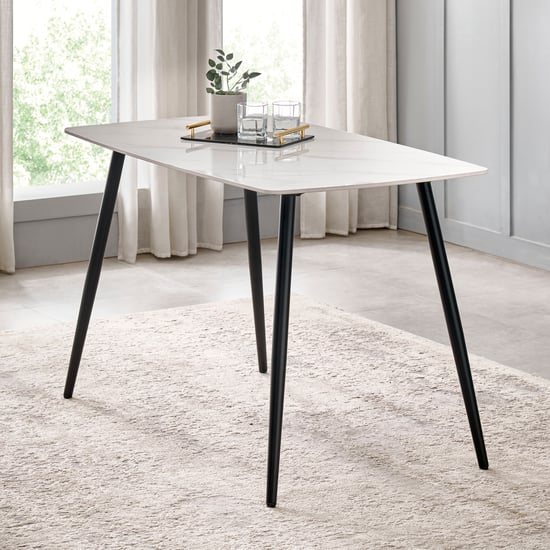 Helios Leo Sintered Stone 4-Seater Dining Table - White