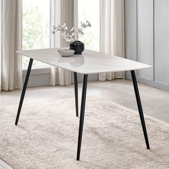 Helios Leo Sintered Stone 6-Seater Dining Table - White