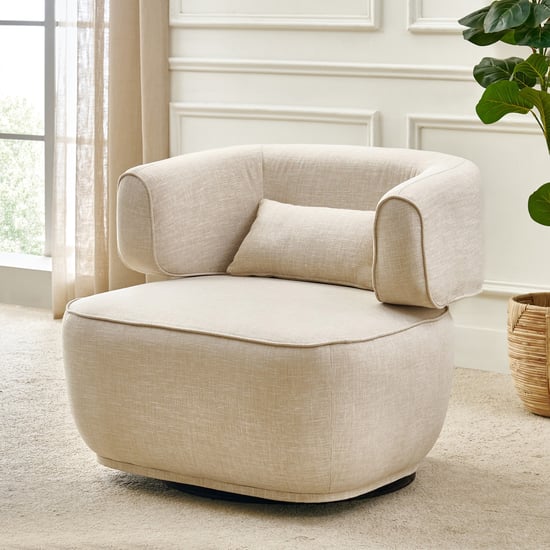 Nuqta Fabric Accent Chair with Cushion - Beige