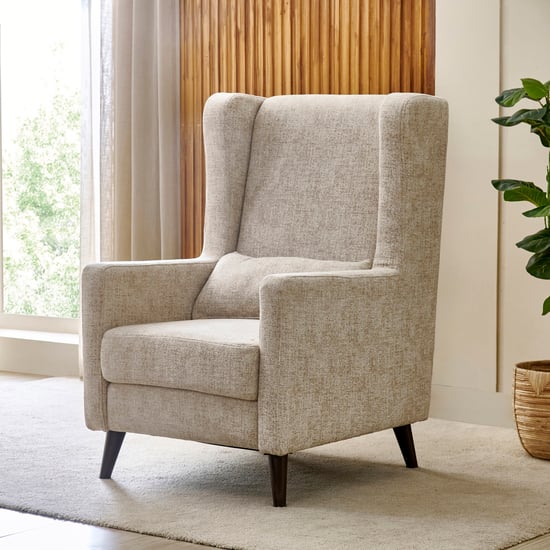 Yana Fabric Wing Chair with Cushion - Beige