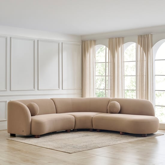Monalisa Velvet 5-Seater Right Corner Lounger Sofa with Cushions - Brown