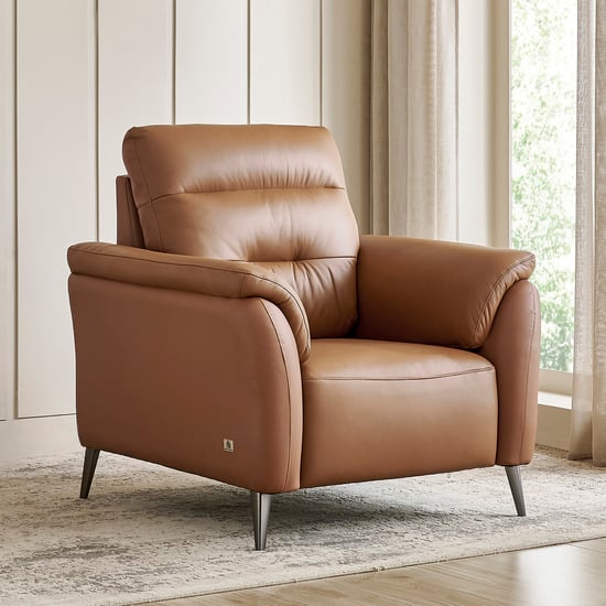 Amanda Half Leather 1-Seater Sofa - Tan