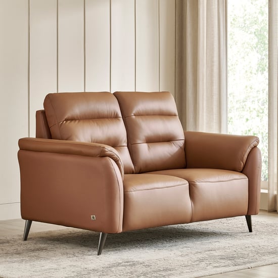 Amanda Half Leather 2-Seater Sofa - Tan