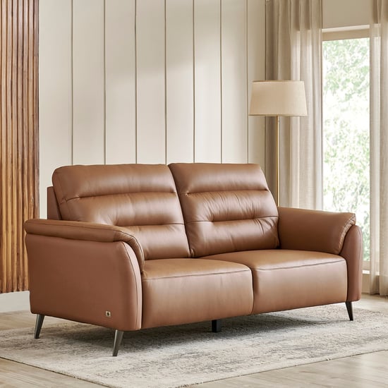Amanda Half Leather 3-Seater Sofa - Tan