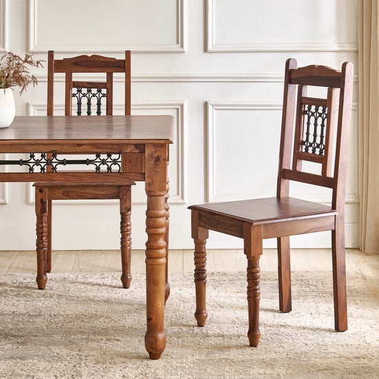 Kian NXT Set of 2 Sheesham Wood Dining Chairs - Brown