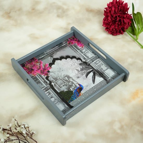 HOME SPARKLE Wooden Serving Tray - 25x25x5cm