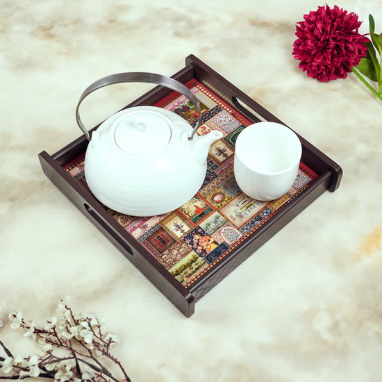 HOME SPARKLE Wooden Serving Tray - 25x25x5cm