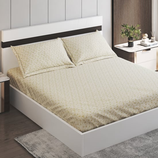Ezra Cotton 144TC Floral Print 3Pcs King Fitted Bedsheet Set