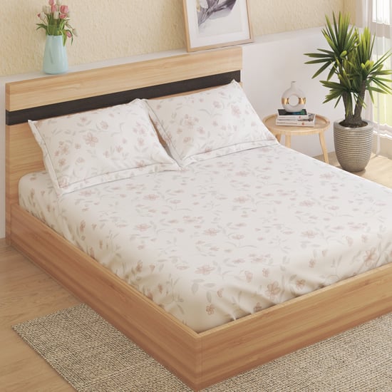 Ezra Cotton 144TC Floral Print 3Pcs King Fitted Bedsheet Set