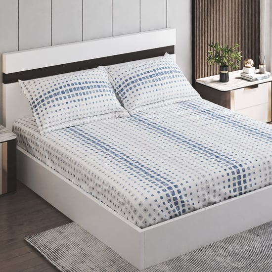 Ezra Cotton 144TC Printed 3Pcs King Fitted Bedsheet Set