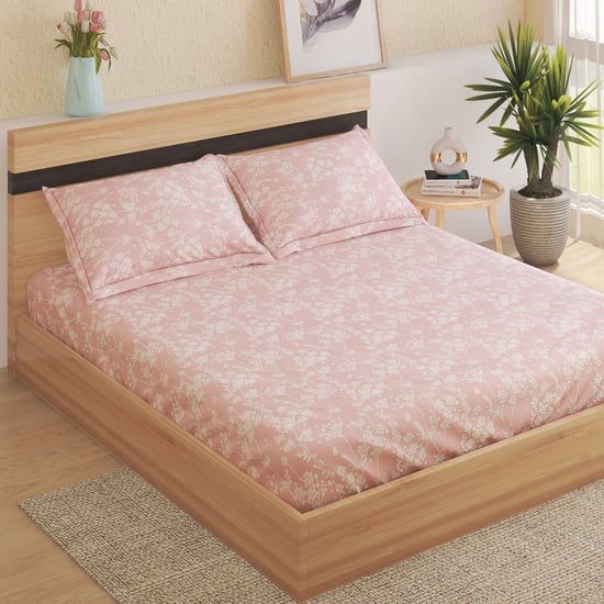 Ezra Cotton 144TC Floral Print 3Pcs King Fitted Bedsheet Set