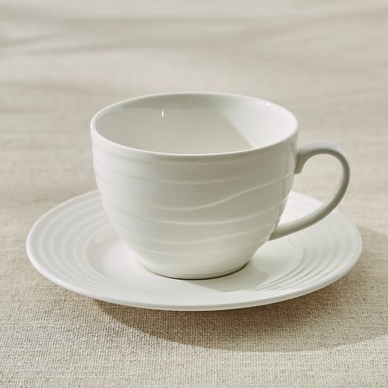 Marshmallow Meandro Bone China Cup and Saucer - 250ml
