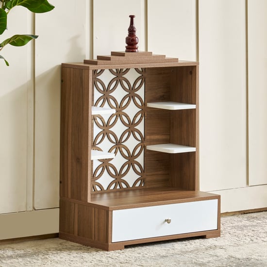 Helios Mandir Temple Unit with Drawer - Brown