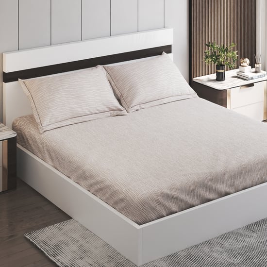 Nesta Cotton 180TC Striped 3Pcs Super King Bedsheet Set