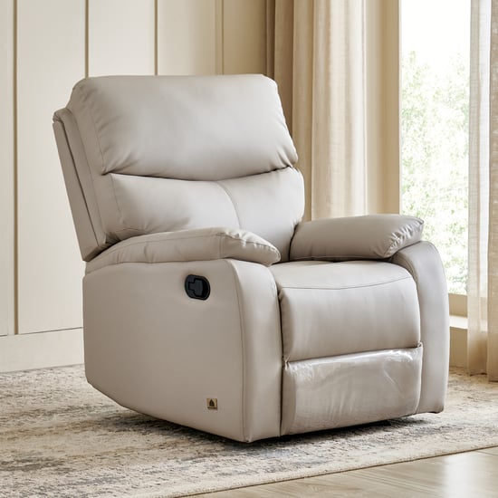 Silva Faux Leather 1-Seater Recliner - Beige