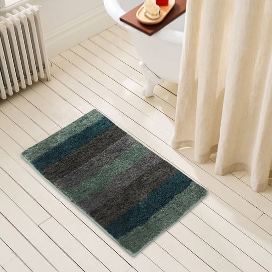 LUXE HOME Jericho Microfibre Striped Anti-Slip Bath Mat - 60x40cm