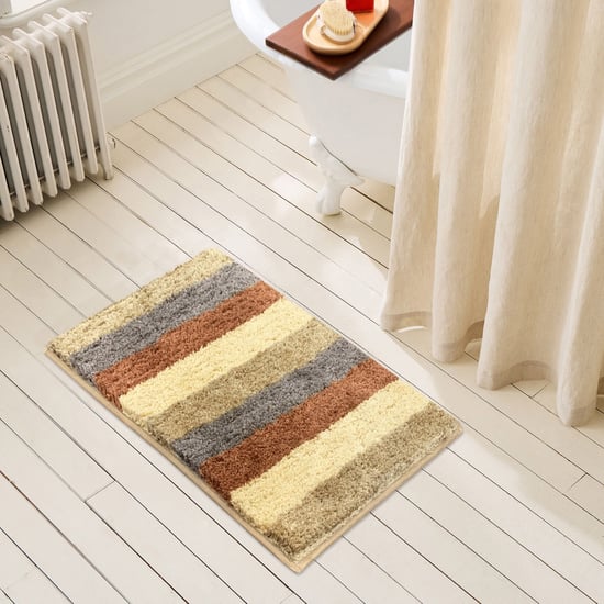 LUXE HOME Jericho Microfiber Striped Anti-Slip Bath Mat - 60x40cm