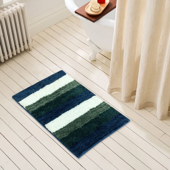 LUXE HOME Jericho Microfiber Striped Anti-Slip Bath Mat - 60x40cm