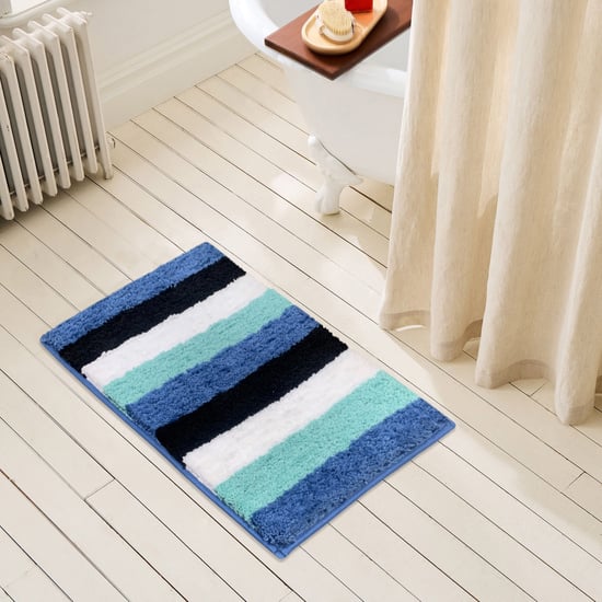 LUXE HOME Jericho Microfiber Striped Anti-Slip Bath Mat - 60x40cm