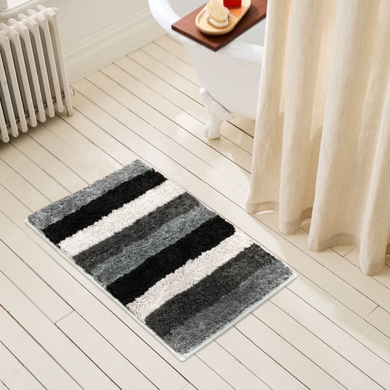 LUXE HOME Jericho Microfiber Striped Anti-Slip Bath Mat - 60x40cm
