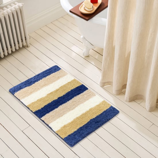LUXE HOME Jericho Microfiber Striped Anti-Slip Bath Mat - 60x40cm